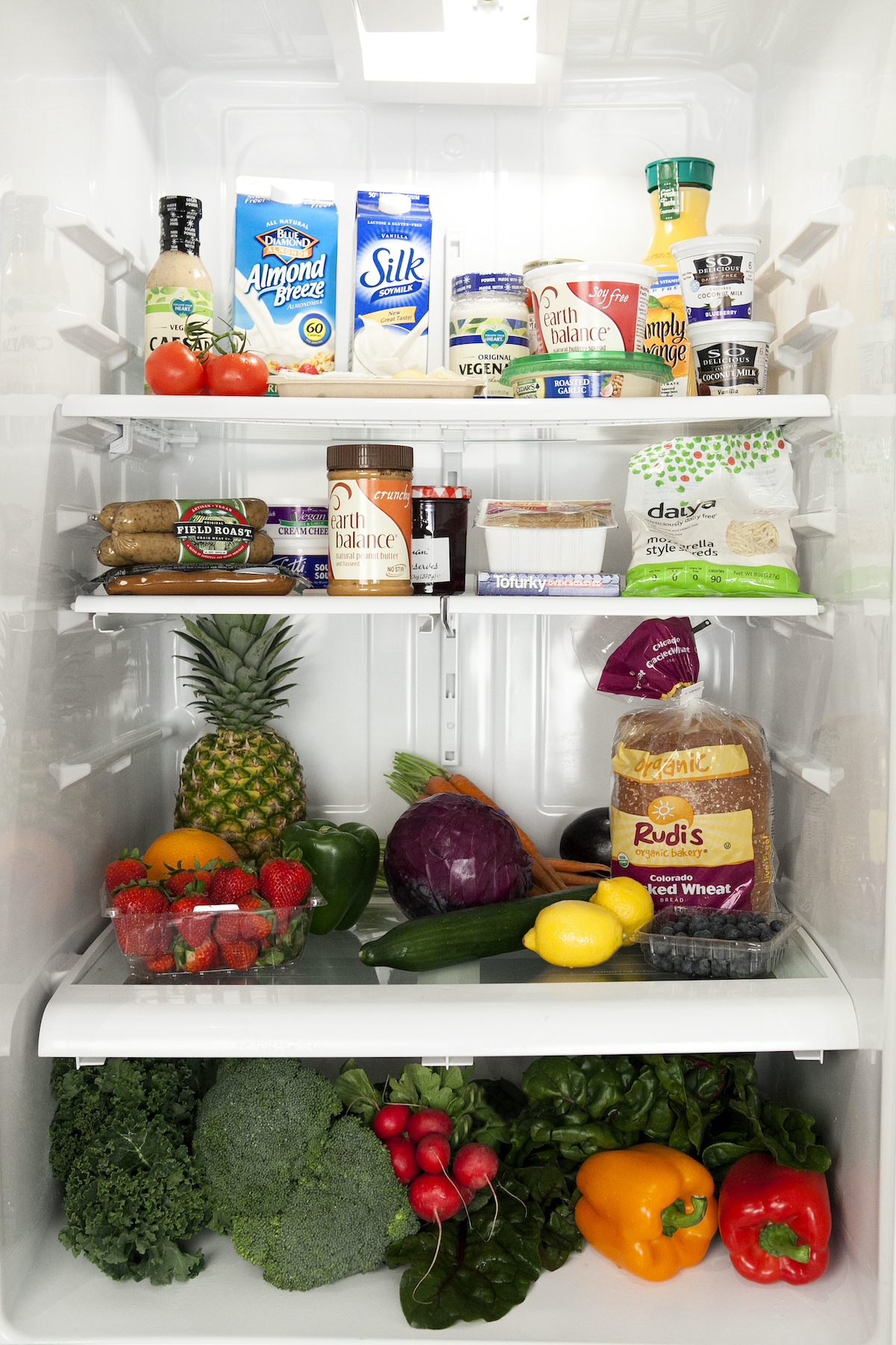A fridge full of vegan food