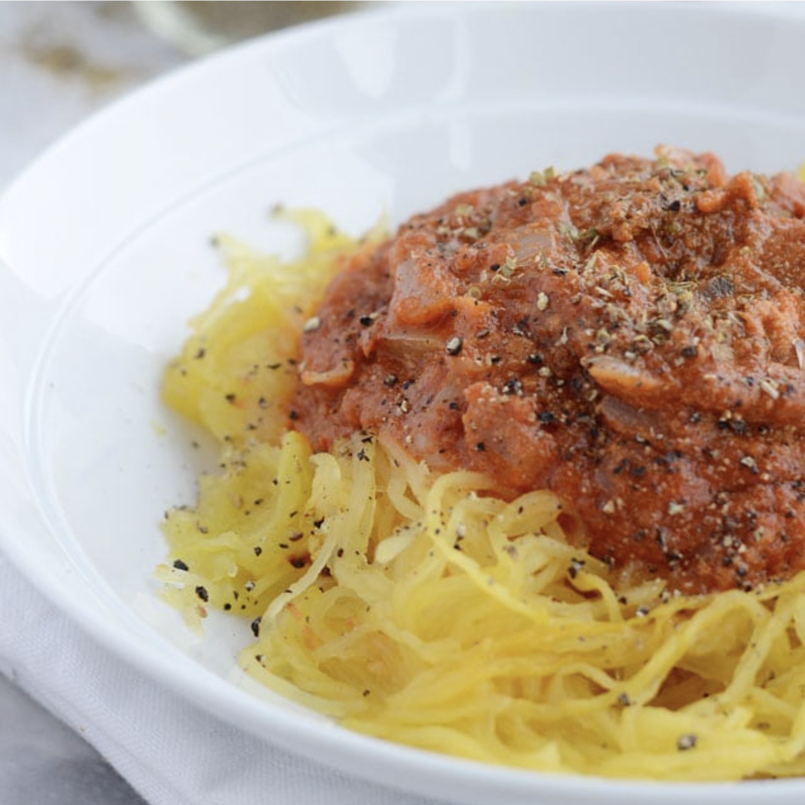 Spaghetti Squash with Lentil-Bolognese Sauce