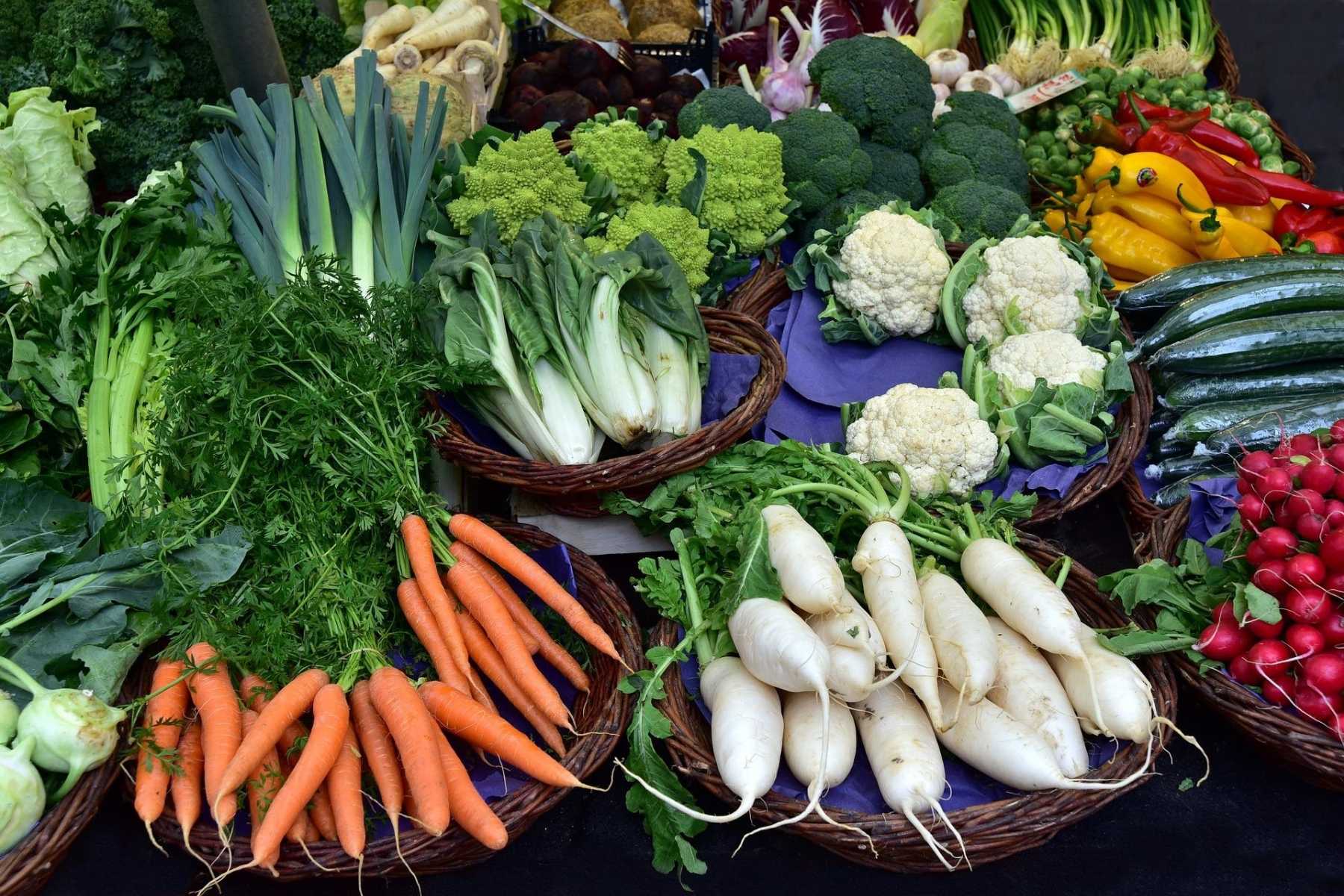 Vegetables on a table