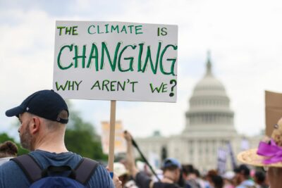 Washington, DC - April 29, 2017: Thousands of people attend the People's Climate March to stand up against climate change.
